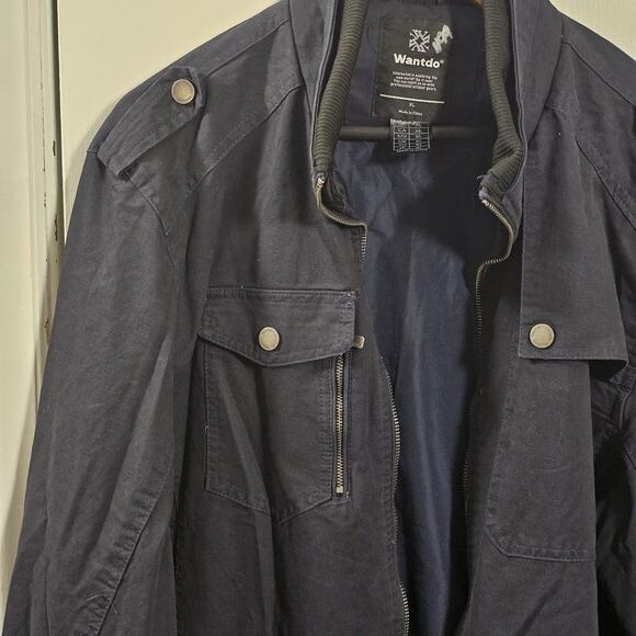 Wantdo Men's Military Jacket Casual Bomber Stand Collar Canvas Sz XL Utility - Picture 9 of 9